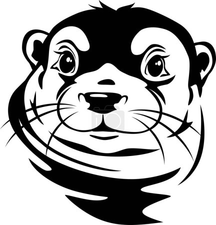 Photo for Outlined portrait of an otter. All parts of the drawing are welded into one solid object. Vector illustration - Royalty Free Image
