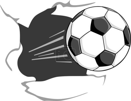 Illustration for Soccer ball breaks wall - Royalty Free Image