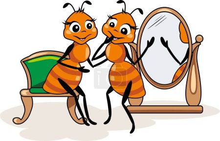 Illustration for Cartoon happy ant girlfriends - Royalty Free Image