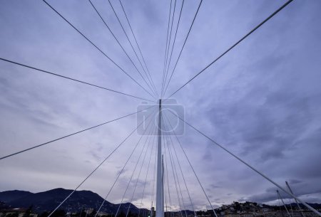 detail of suspension bridge in the town of la spezia