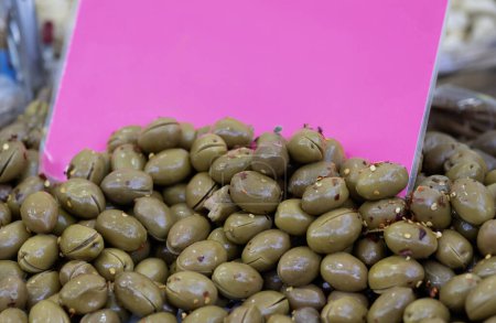 green olive at market in italy in la spezia