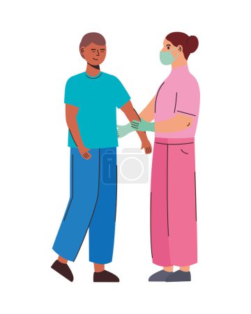 Illustration for Female doctor with patient characters - Royalty Free Image