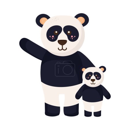 słodkie niedźwiedzie pandy rodziny znaków