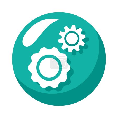 Illustration for Gears cogs in button icon - Royalty Free Image