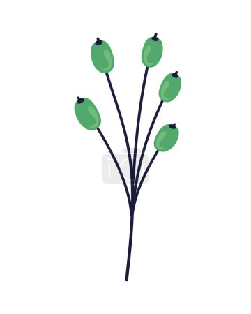 Téléchargez les illustrations : Branche avec jardin vert pistils - en licence libre de droit