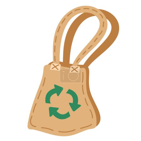 Illustration for Reusable handbag container with recycle arrows - Royalty Free Image