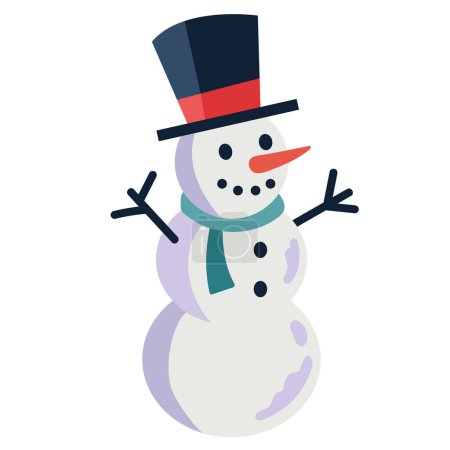 Ilustración de Lindo muñeco de nieve icono de carácter de Navidad - Imagen libre de derechos