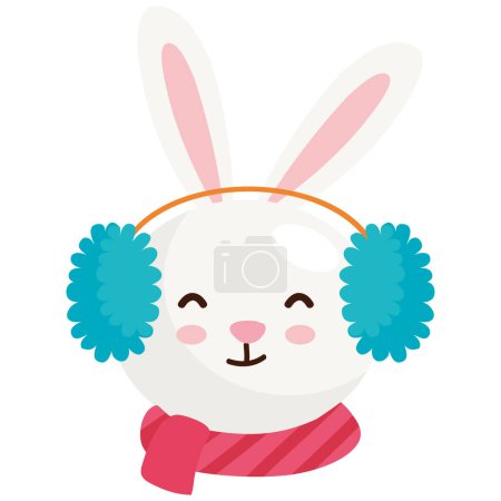 Ilustración de Conejo con orejeras y carácter de bufanda - Imagen libre de derechos