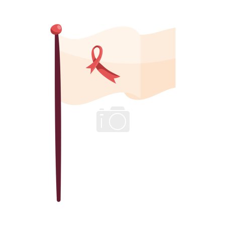 Illustration for AIDS red ribbon in flag icon - Royalty Free Image