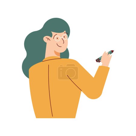 Illustration for Woman writing with pen character - Royalty Free Image