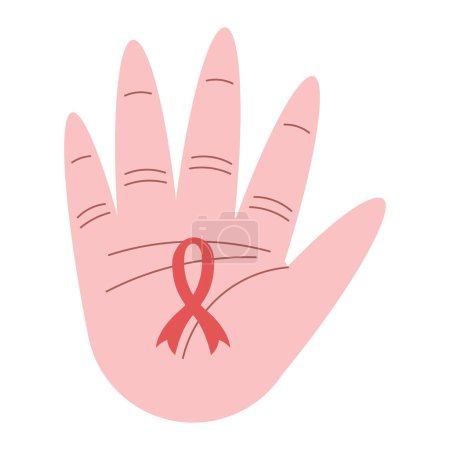 Illustration for Hand with AIDS red ribbon icon - Royalty Free Image