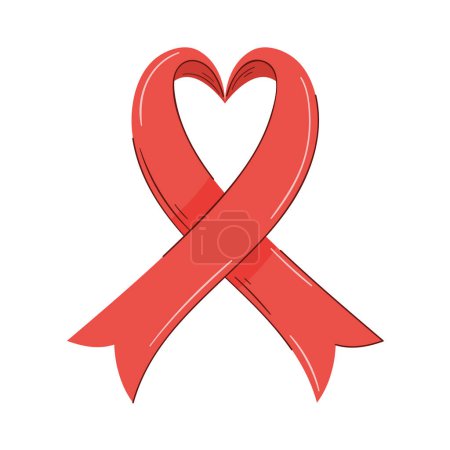 Illustration for AIDS red ribbon heart icon - Royalty Free Image