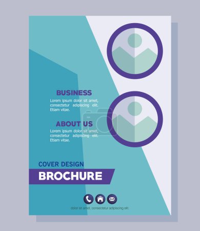 Illustration for Blue corporate brochure with text - Royalty Free Image