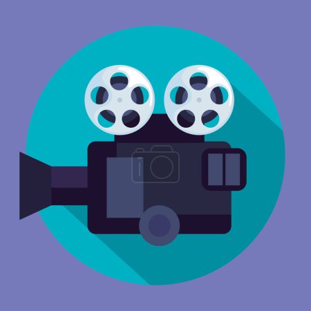 Illustration for Movie videocamera on blue background - Royalty Free Image