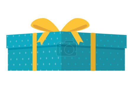 Illustration for Blue dotted gift box present icon - Royalty Free Image