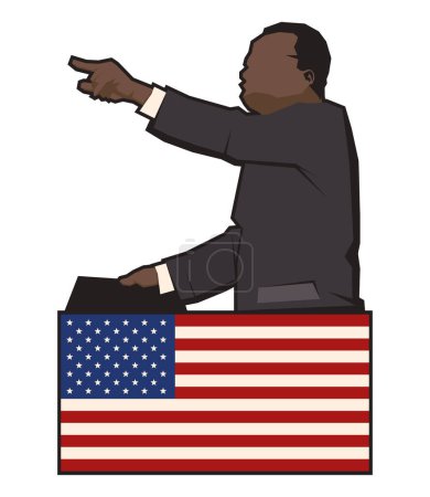 Téléchargez les illustrations : Martin Luther King avec icône drapeau - en licence libre de droit