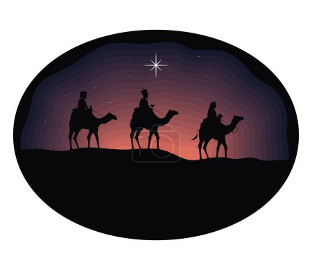 Illustration for Wise men in camel silhouettes style - Royalty Free Image
