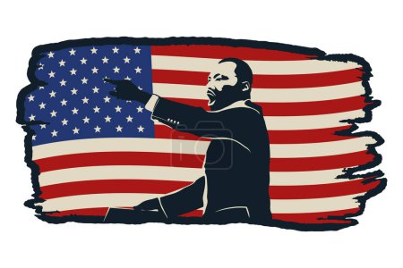 Téléchargez les illustrations : Martin Luther King dans l'icône drapeau - en licence libre de droit