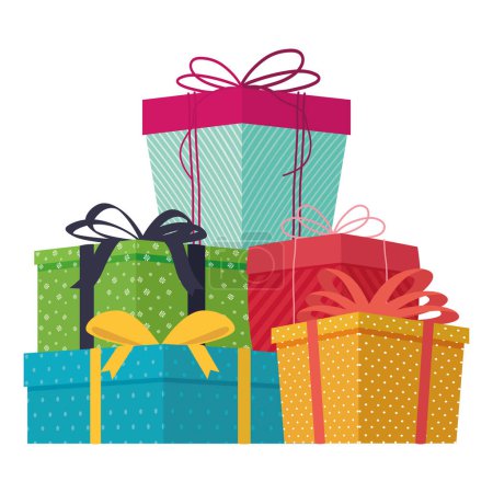 Illustration for Pile of five gifts presents - Royalty Free Image