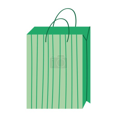 Téléchargez les illustrations : Sac à provisions vert icône cadeau - en licence libre de droit
