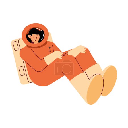 Téléchargez les illustrations : Astronaute assis en costume rouge personnage - en licence libre de droit