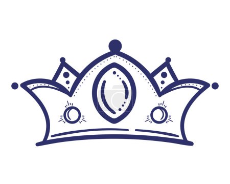 Téléchargez les illustrations : Croquis couronne avec icône en pierre - en licence libre de droit