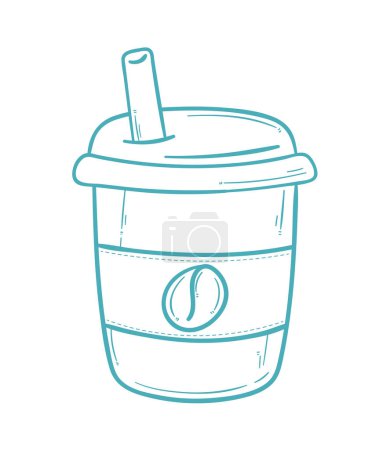 Ilustración de Bebida de café en el estilo de garabato para llevar - Imagen libre de derechos