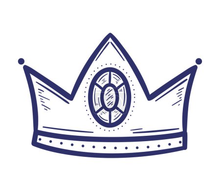 Illustration for Crown with jewerly rock sketch icon - Royalty Free Image