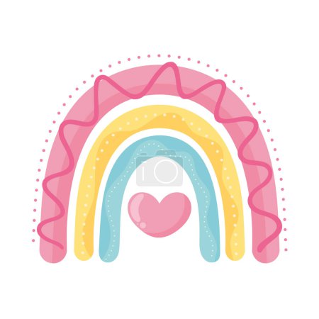 Ilustración de Cuento de hadas arco iris con el icono del corazón - Imagen libre de derechos