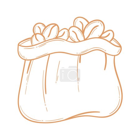Illustration for Coffee grains in sack doodle style - Royalty Free Image