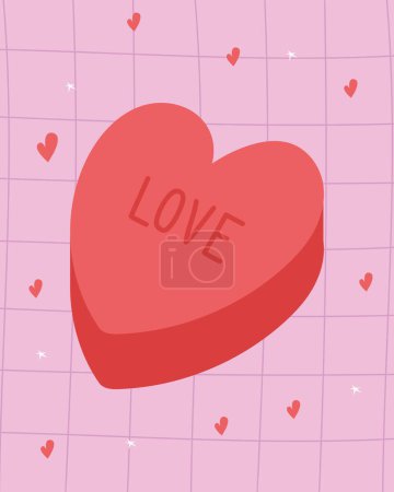 Téléchargez les illustrations : Coeur rouge amour avec les cœurs - en licence libre de droit
