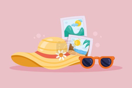 Illustration for Travel vacations accessories set icons - Royalty Free Image