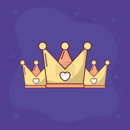Illustration for Crowns with hearts love icons - Royalty Free Image
