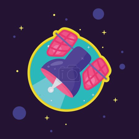 Illustration for Space outer satellite orbiting icon - Royalty Free Image