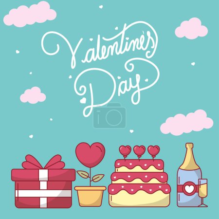 Téléchargez les illustrations : Saint Valentin célébration ensemble icônes - en licence libre de droit