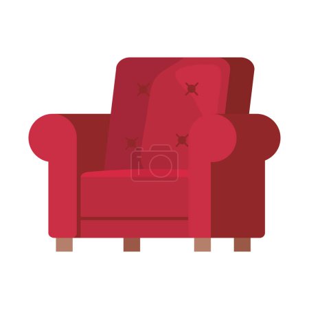 Illustration for Red sofa comfortable furniture icon - Royalty Free Image