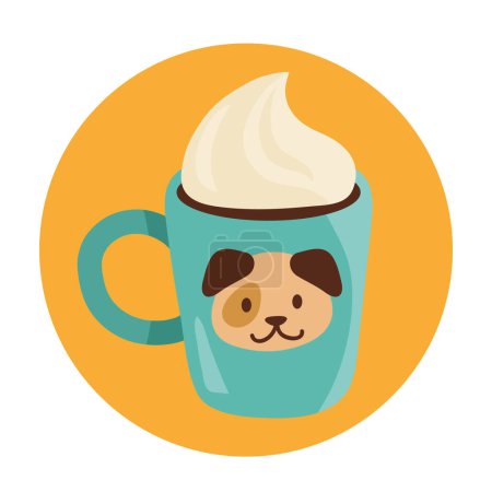 Téléchargez les illustrations : Tasse à café avec icône chien - en licence libre de droit