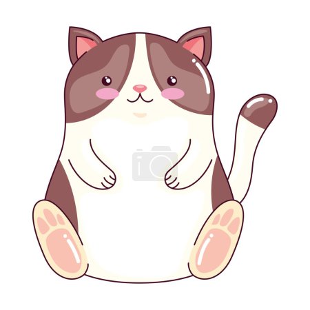 Illustration for Brown cat kawaii animal character - Royalty Free Image