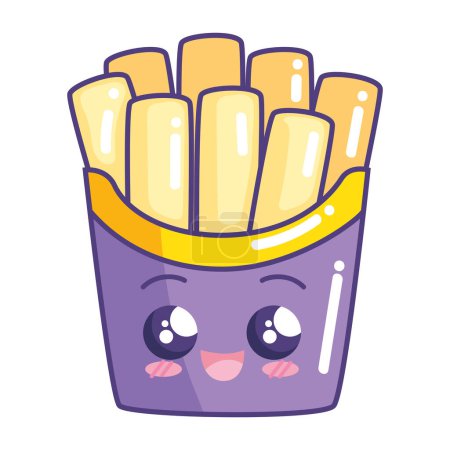 Ilustración de Papas fritas kawaii icono de la comida rápida - Imagen libre de derechos