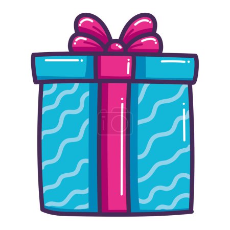 Téléchargez les illustrations : Boîte cadeau bleu icône cadeau - en licence libre de droit