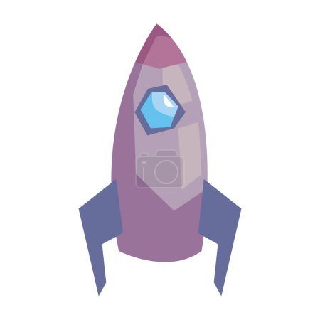 Illustration for Rocket space outer lilac icon - Royalty Free Image