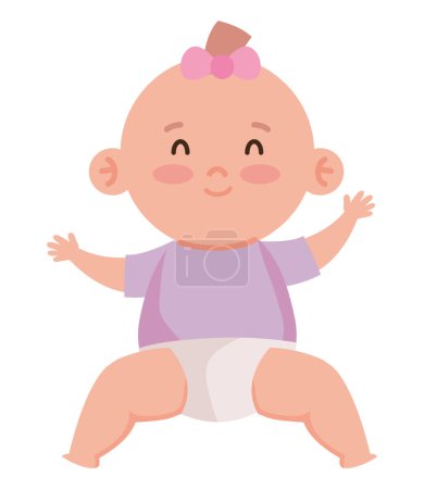 Ilustración de Niña pequeña bebé sentado carácter - Imagen libre de derechos