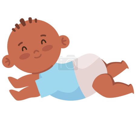 Ilustración de Afro pequeño bebé acostado carácter - Imagen libre de derechos