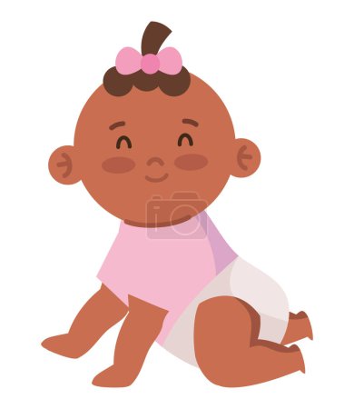 Illustration for Afro little girl baby character - Royalty Free Image
