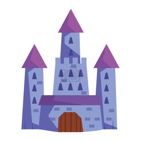 Téléchargez les illustrations : Violet château de conte de fées icône isolée - en licence libre de droit