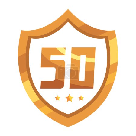 Illustration for Fiftieth annivesary golden shield icon - Royalty Free Image
