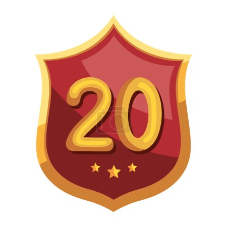Illustration for Twenty annivesary golden badge icon - Royalty Free Image