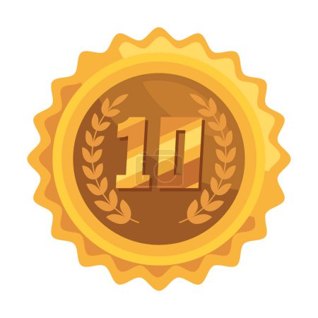 Illustration for Tenth annivesary golden badge icon - Royalty Free Image