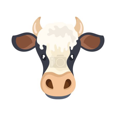 Téléchargez les illustrations : Tête vache ferme animal icône - en licence libre de droit
