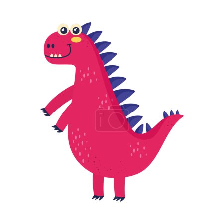 Ilustración de Lindo personaje de cómic dinosaurio rojo - Imagen libre de derechos